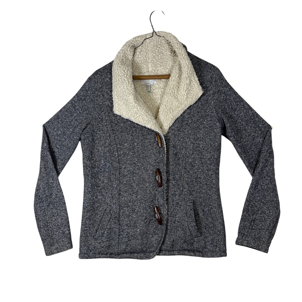 ONeill Womens Gray Marled Sherpa Lined Toggle Cardigan Sweater 43410004 Medium